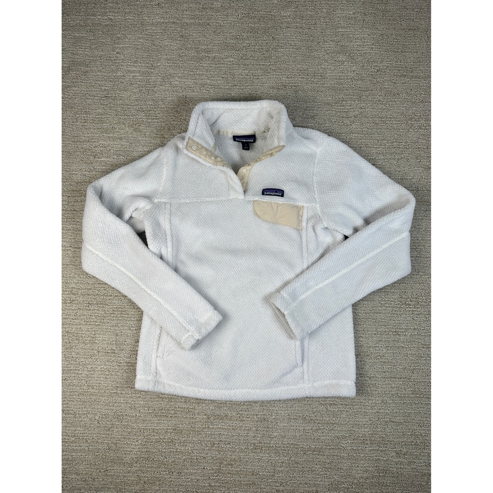 Patagonia Womens Re-Tool Snap-T Fleece Pullover White Cream Small Polartec